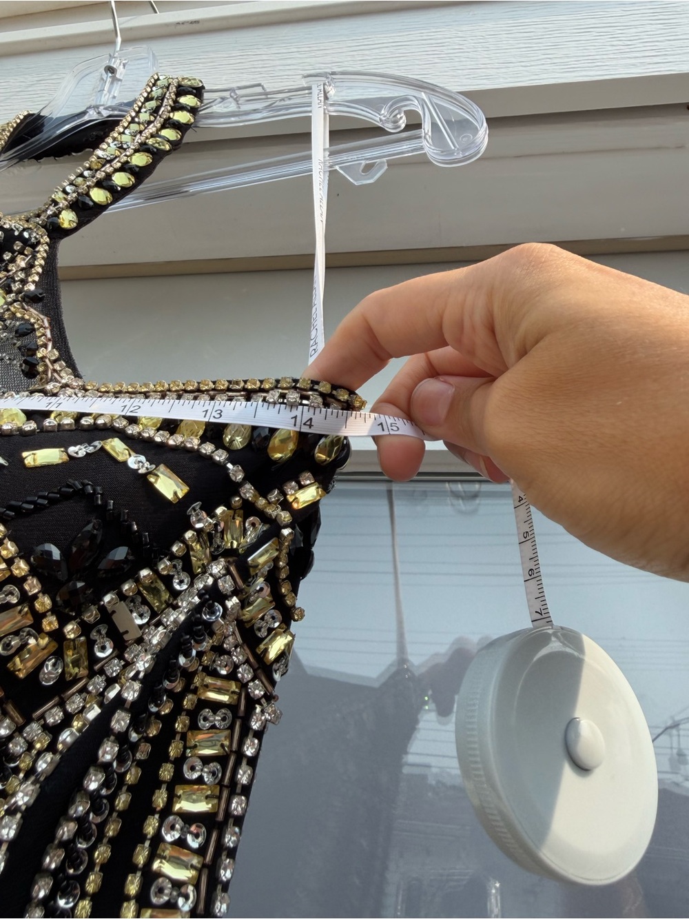Rachel Allan Black Mini Dress with Gold Embellishment - Picture 2 of 7